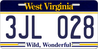 WV license plate 3JL028