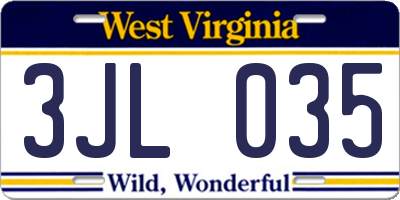 WV license plate 3JL035