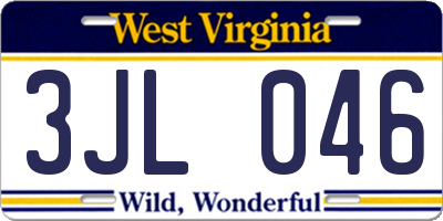 WV license plate 3JL046