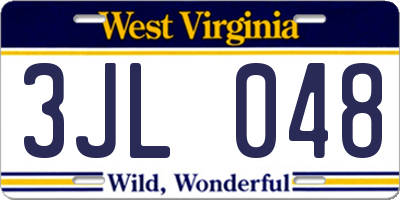 WV license plate 3JL048