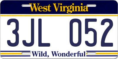 WV license plate 3JL052