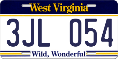 WV license plate 3JL054
