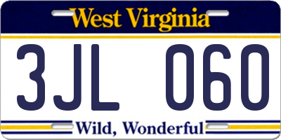 WV license plate 3JL060