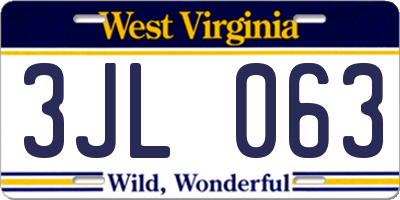 WV license plate 3JL063
