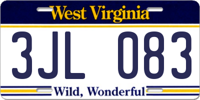 WV license plate 3JL083