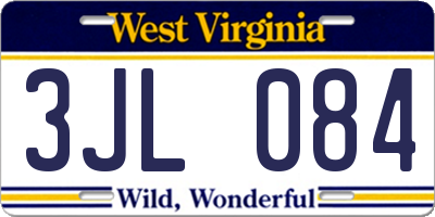 WV license plate 3JL084