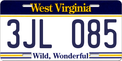 WV license plate 3JL085
