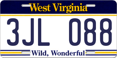 WV license plate 3JL088