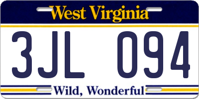 WV license plate 3JL094