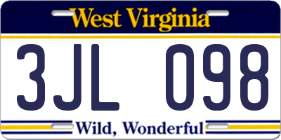WV license plate 3JL098