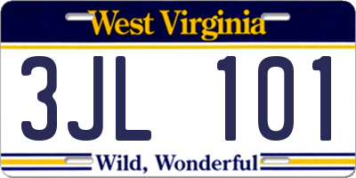 WV license plate 3JL101