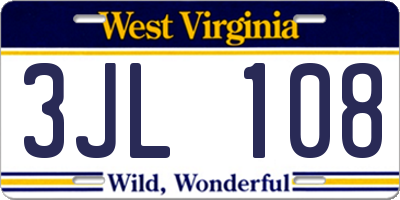 WV license plate 3JL108