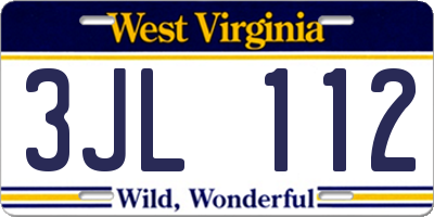 WV license plate 3JL112