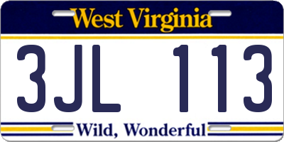 WV license plate 3JL113