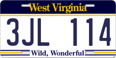 WV license plate 3JL114