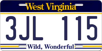 WV license plate 3JL115