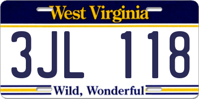 WV license plate 3JL118
