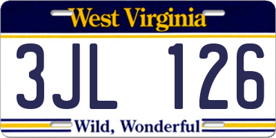 WV license plate 3JL126
