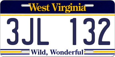 WV license plate 3JL132