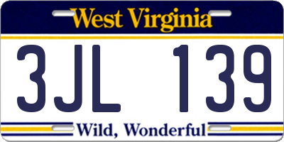 WV license plate 3JL139