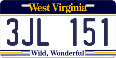 WV license plate 3JL151