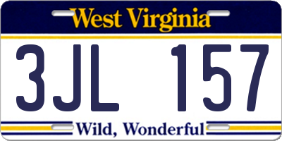 WV license plate 3JL157