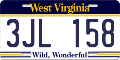 WV license plate 3JL158