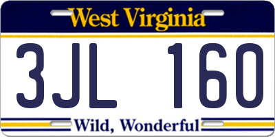 WV license plate 3JL160