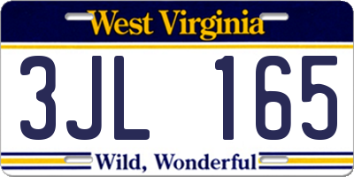WV license plate 3JL165
