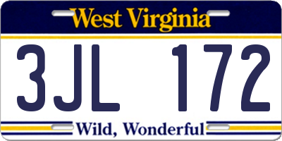 WV license plate 3JL172