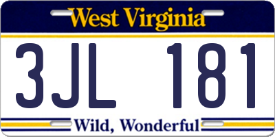 WV license plate 3JL181