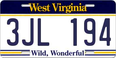 WV license plate 3JL194