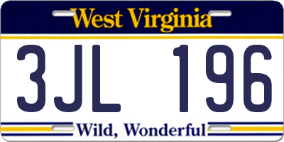 WV license plate 3JL196