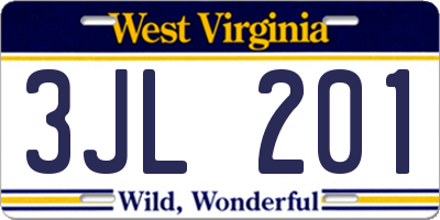 WV license plate 3JL201