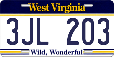 WV license plate 3JL203
