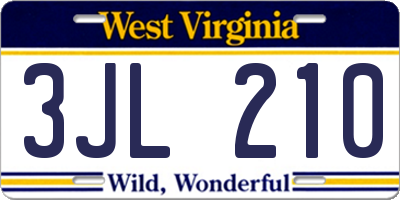 WV license plate 3JL210
