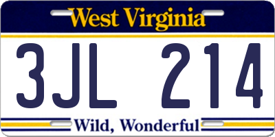 WV license plate 3JL214