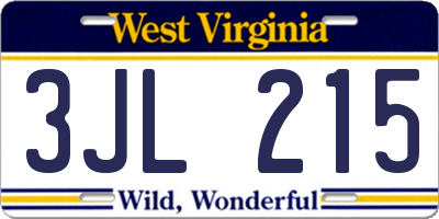 WV license plate 3JL215