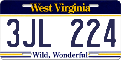 WV license plate 3JL224