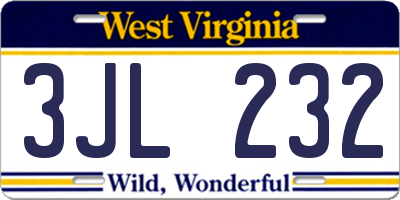 WV license plate 3JL232