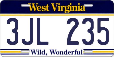 WV license plate 3JL235