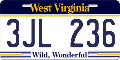 WV license plate 3JL236