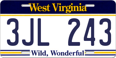 WV license plate 3JL243
