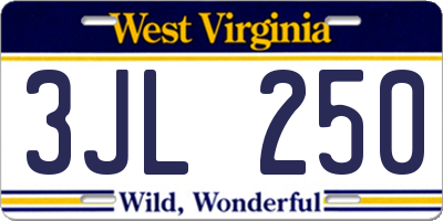 WV license plate 3JL250
