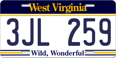 WV license plate 3JL259