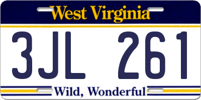 WV license plate 3JL261