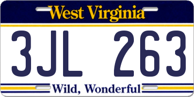 WV license plate 3JL263