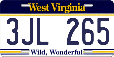 WV license plate 3JL265