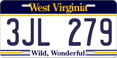 WV license plate 3JL279