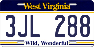WV license plate 3JL288